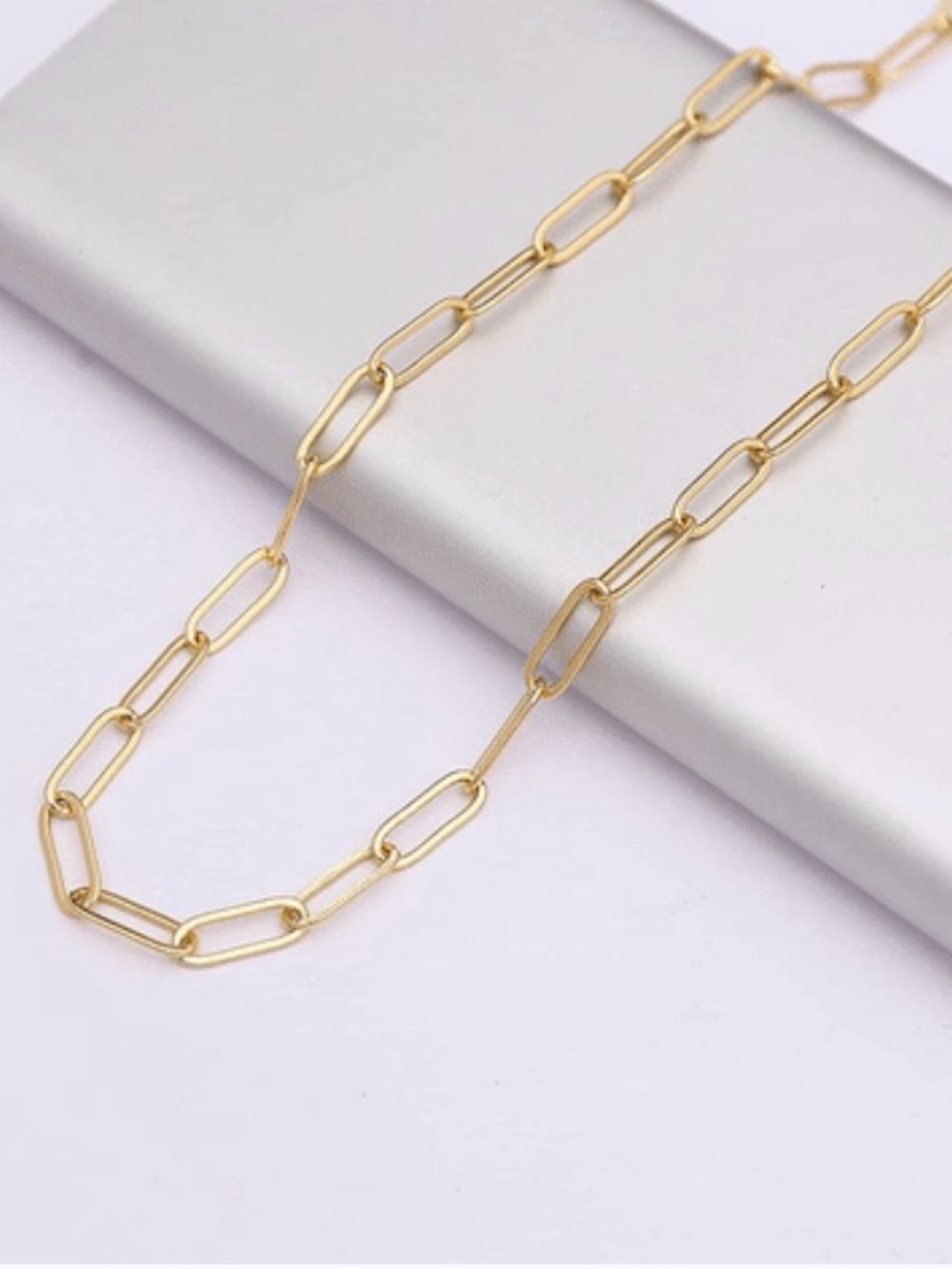 RACHEL GLAUBER 14K Gold Plated Paperclip Link Chain Necklace NWT / NIB $150 msrp